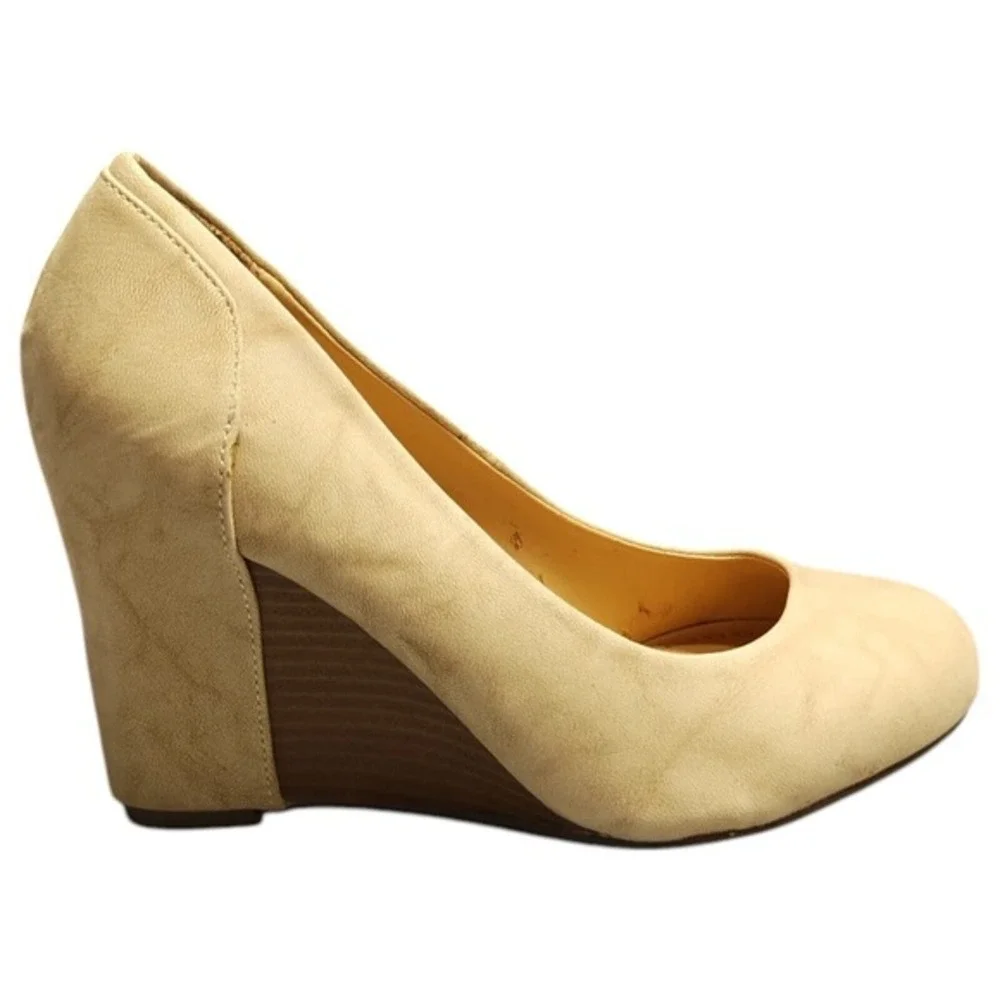 Report‎ Platform Pumps Womens Size 7 Tan Brown Wedge Heel Round Toe Slip On